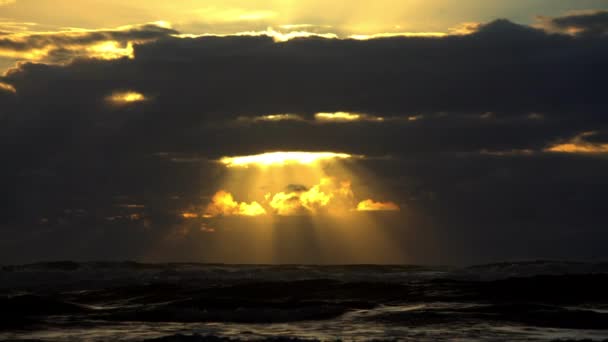 Zonsondergang over de kustlijn van de Tasmanzee — Stockvideo