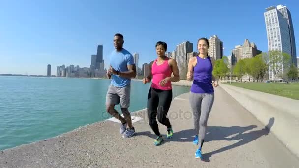 Männer und Frauen laufen für die Gesundheit — Stockvideo