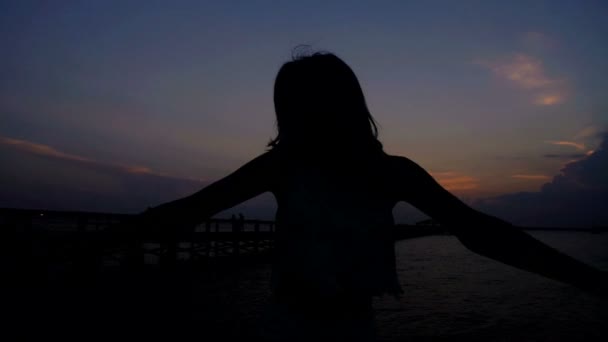 Dança feminina na praia — Vídeo de Stock