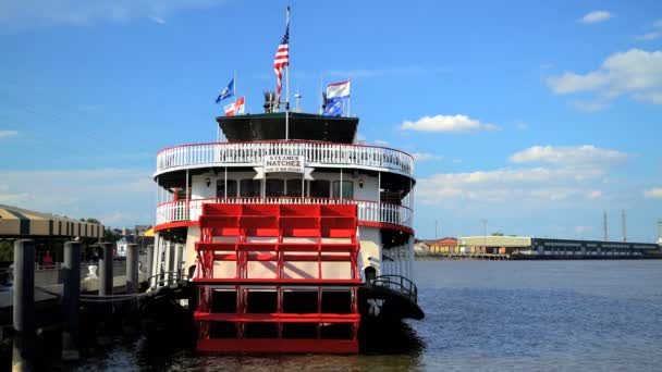 Yandan çarklı vapur Mississippi Nehri üzerinde — Stok video