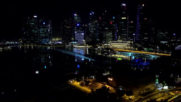 Vista nocturna de la Bahía Marina — Vídeos de Stock