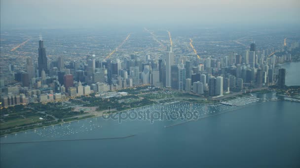 Lago Michigan em Chicago City — Vídeo de Stock