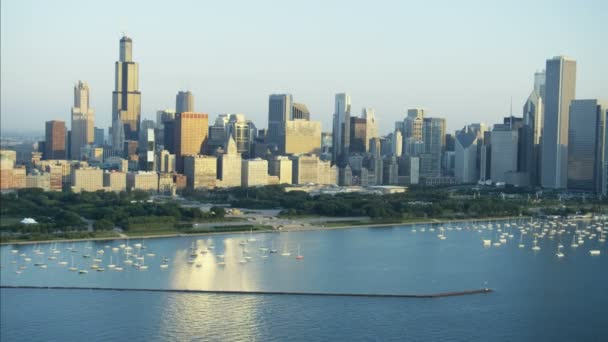 Lago Michigan em Chicago City — Vídeo de Stock