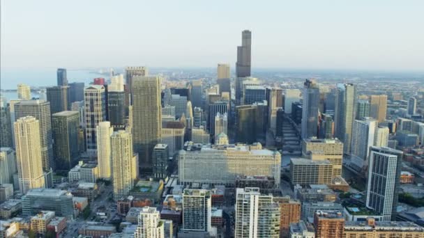 Willis Tower och Chicago city — Stockvideo