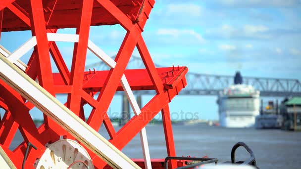 Paddle Steamer no rio Mississippi — Vídeo de Stock