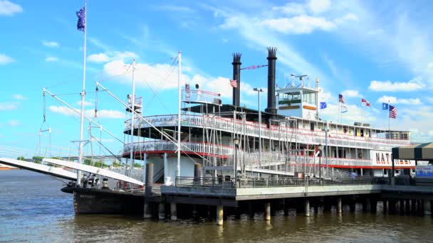 Paddle Steamer en el río Mississippi — Vídeo de stock