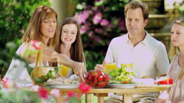 Comedor familiar al aire libre — Vídeos de Stock