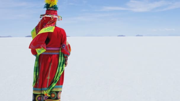 Mulher indígena em traje tradicional — Vídeo de Stock