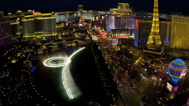 Podświetlane fontanny Bellagio Las Vegas — Wideo stockowe
