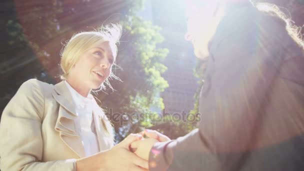 Collega's bespreken voor zakelijk succes — Stockvideo