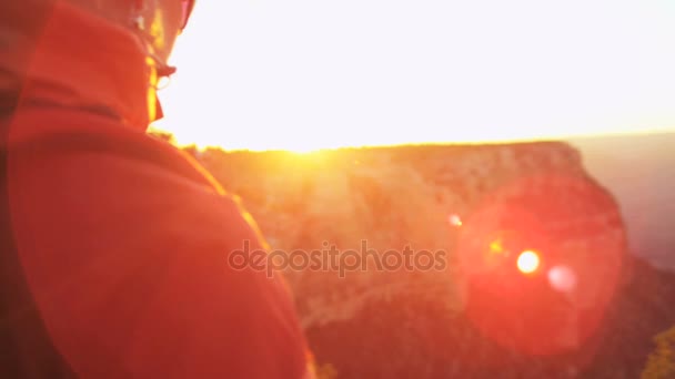 Female watching the sun setting — Stock Video