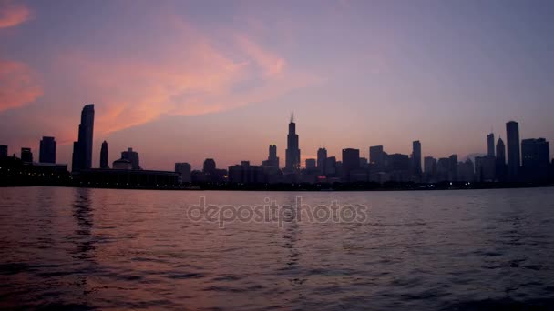 Chicago Skyline y Waterfront — Vídeo de stock