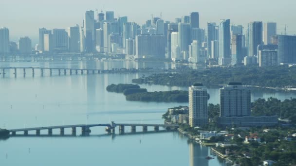 Pohled na východ slunce Downtown Miami — Stock video