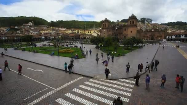 Catedral em Plaza de Armas praça da cidade — Vídeo de Stock