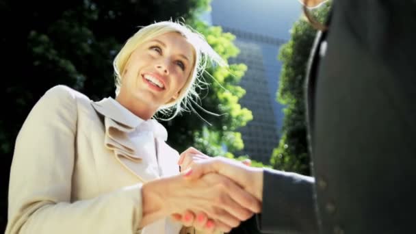 Mujeres de negocios reunión al aire libre — Vídeos de Stock