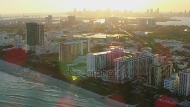 South Beach Boardwalk, Miami günbatımı — Stok video