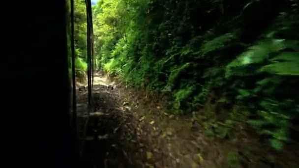 Vista de carruagem PeruRail ao longo da ferrovia Hiram Bingham — Vídeo de Stock