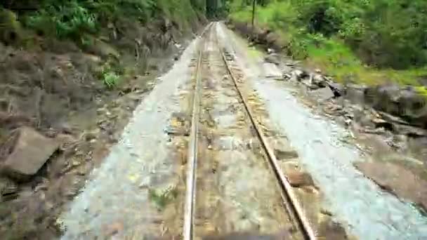 Поїзд подорожує по стежці Хірам Bingham залізниця — стокове відео