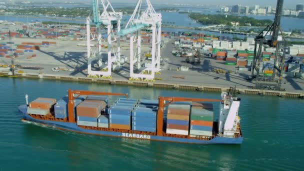 Λιμάνι του Μαϊάμι διεθνή ναυτιλία εμπορευματοκιβωτίων — Αρχείο Βίντεο