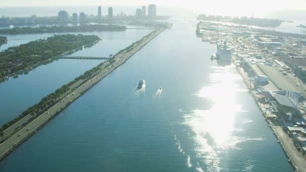 Vista do nascer do sol de MacArthur Causeway — Vídeo de Stock