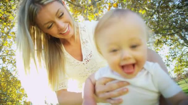 Baby boy bouncing up — Stock Video