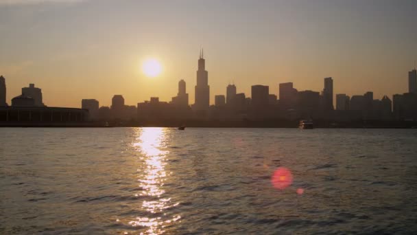 Chicago manzarası ve Waterfront — Stok video
