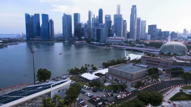 Vista da paisagem urbana do porto, Singapura — Vídeo de Stock