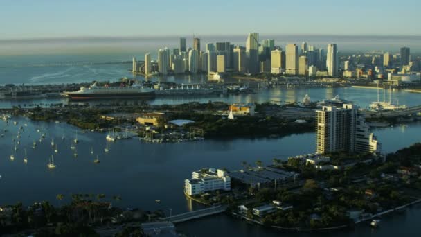 Soluppgång över Biscayne ön, Miami — Stockvideo