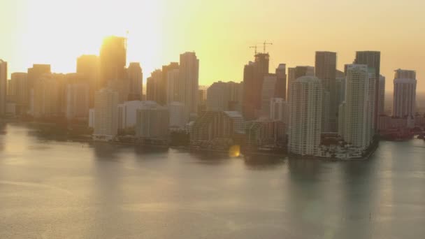 Coucher de soleil du centre ville de Miami — Video