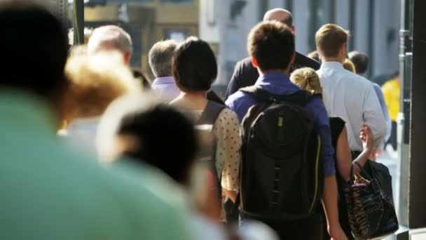 Turistas en calles de ciudad concurridas — Vídeos de Stock