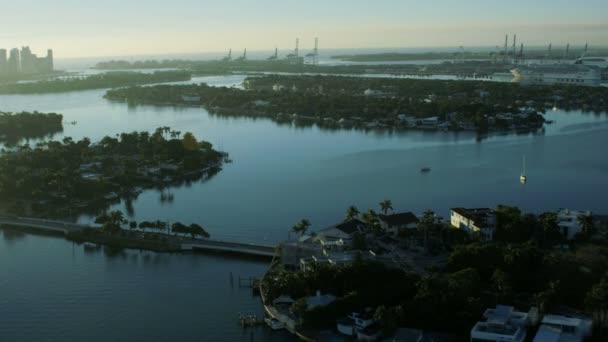 Biscayne Bay bij zonsopgang, Miami — Stockvideo