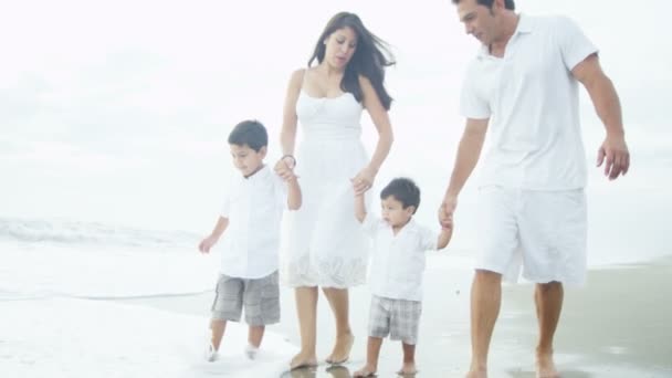 Family having fun at the beach — Stock Video