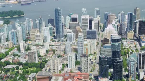 Ванкуверские небоскребы и дороги города — стоковое видео
