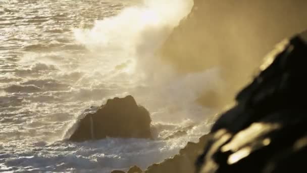 Lava que vierte en las aguas del océano — Vídeos de Stock