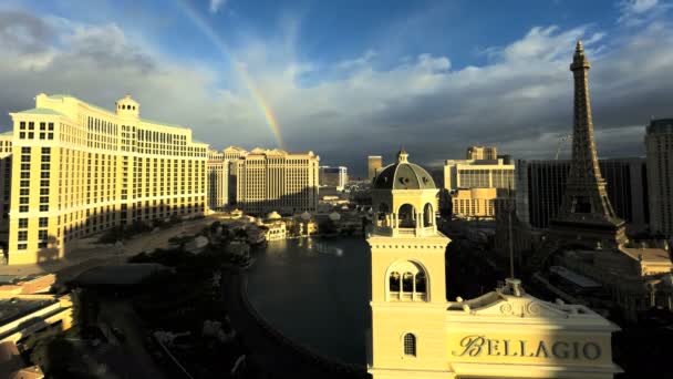 Bellagio Resort rainbow és a szökőkút, Las Vegas — Stock videók