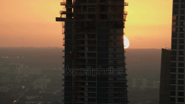 Zachód słońca z Downtown Miami Financial District — Wideo stockowe
