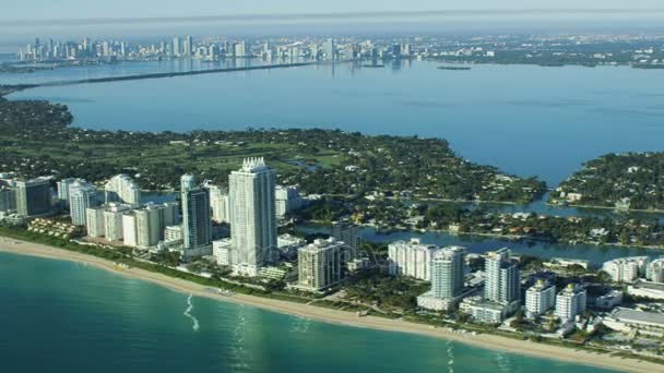Vista del amanecer de Miami ciudad Skyline — Vídeo de stock