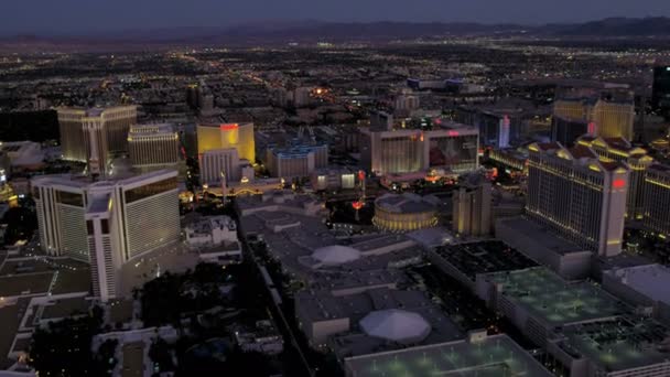 Illuminated Las Vegas city of luxury Hotels — Stock Video