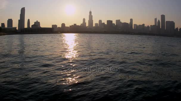 Chicago Skyline e Waterfront — Vídeo de Stock