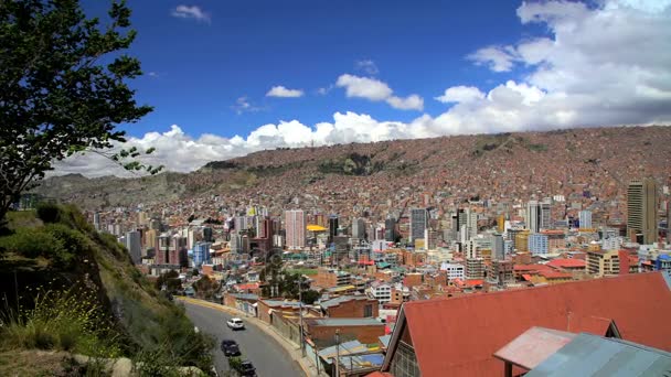 La Paz cidade moradias suburbanas e favelas — Vídeo de Stock