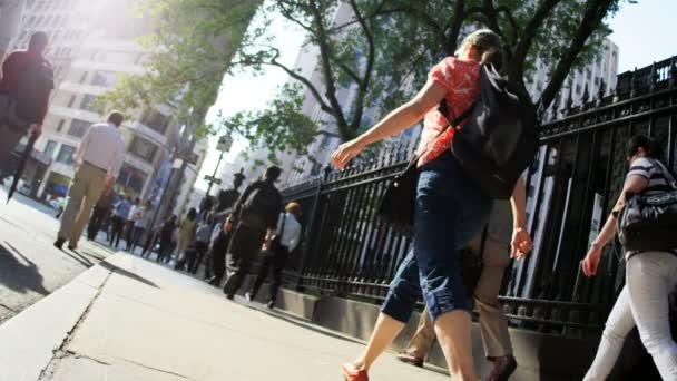 Viajeros de la ciudad caminando — Vídeos de Stock