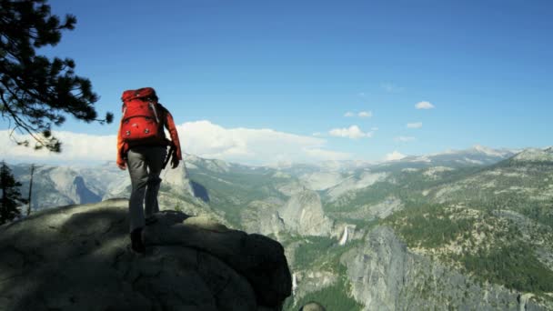 Wanderer besichtigen Yosemite-Nationalpark — Stockvideo