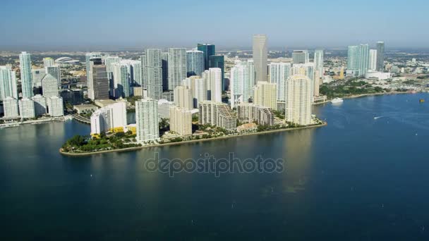 Brickell Key centrum wolkenkrabbers — Stockvideo