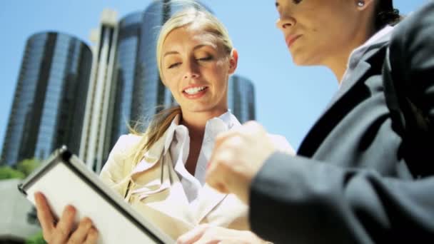 Females using tablet computer — Stock Video