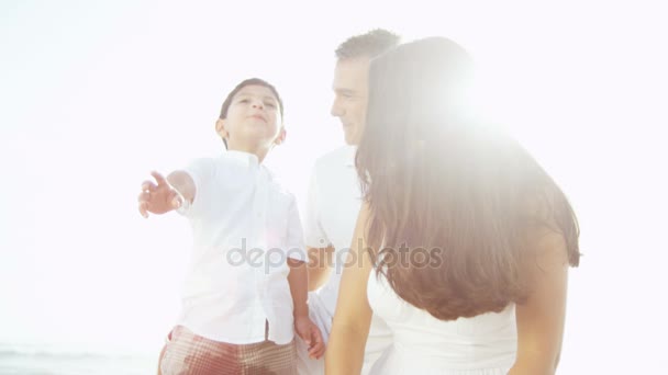 Parents enjoying togetherness with child — Stock Video