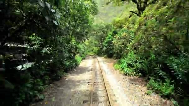PeruRail carriage view along the Hiram Bingham Railroad — Stock Video