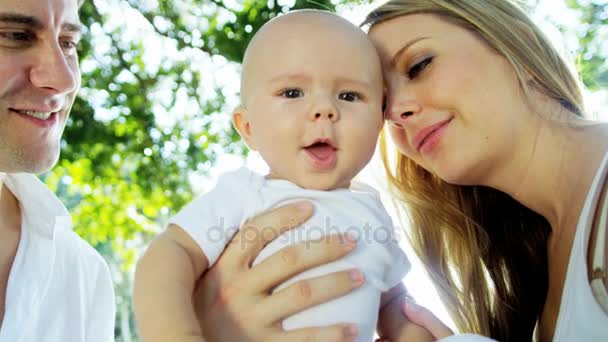 Baby with parents enjoying togetherness — Stock Video