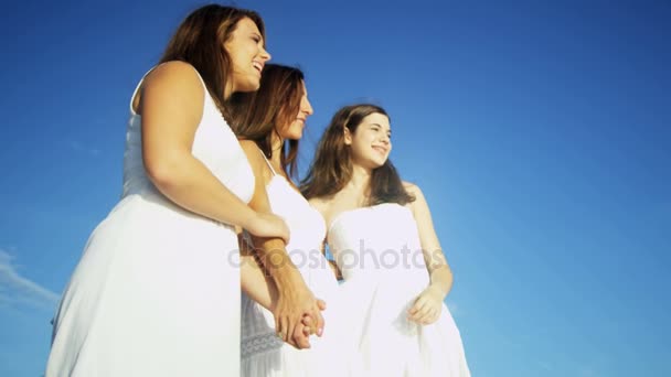 Mother and daughters enjoying vacation — Stock Video