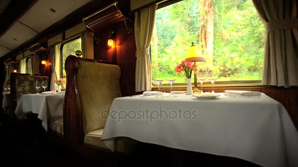 Číšník v jídelní vůz vlaku — Stock video