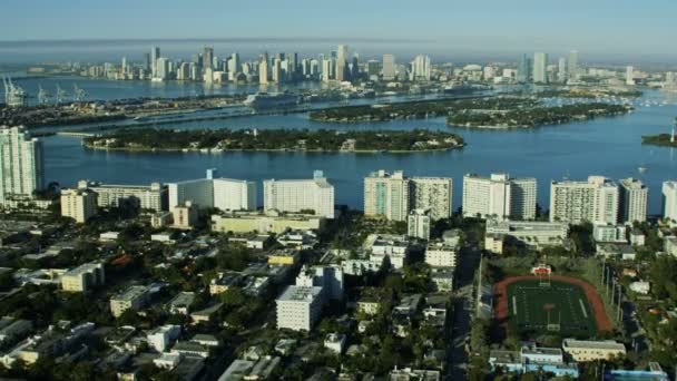 Zonsopgang weergave van Star eiland, Miami — Stockvideo